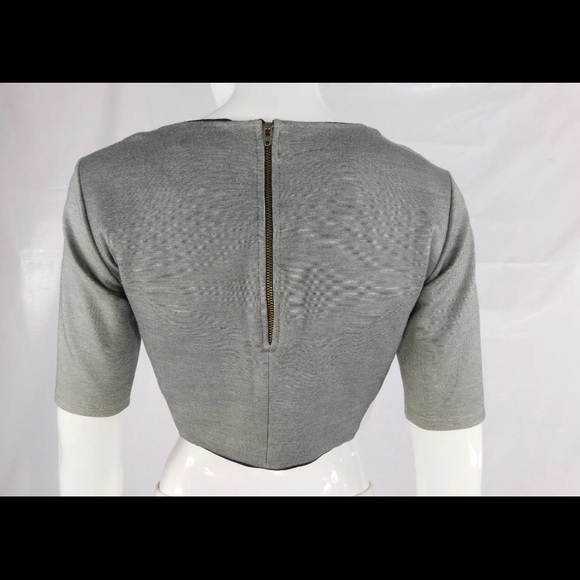 Masoñ Gray Lambskin Leather Color Block Crop Top - Picture 3 of 4
